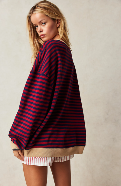Liliane™ - Levendig Gestreepte Oversized Trui met Accenten