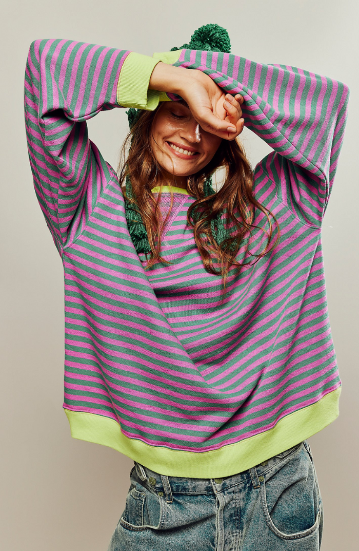 Liliane™ - Levendig Gestreepte Oversized Trui met Accenten