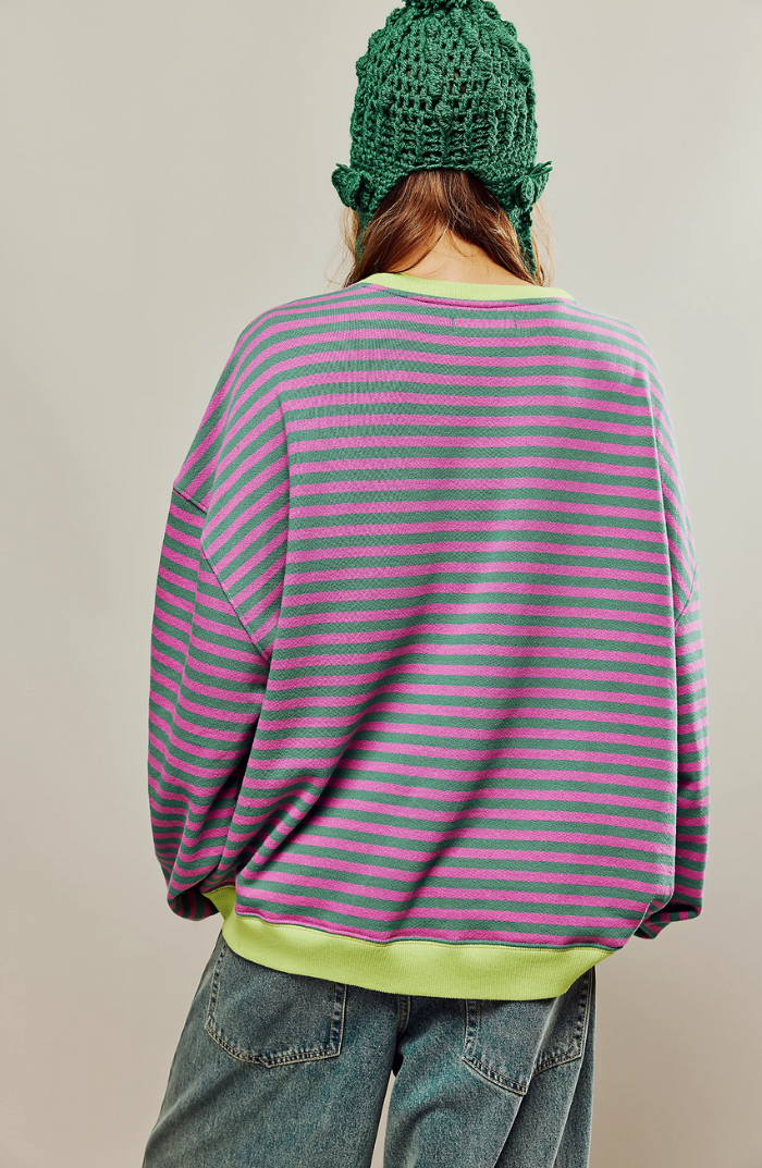 Liliane™ - Levendig Gestreepte Oversized Trui met Accenten
