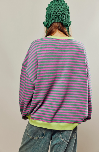Liliane™ - Levendig Gestreepte Oversized Trui met Accenten