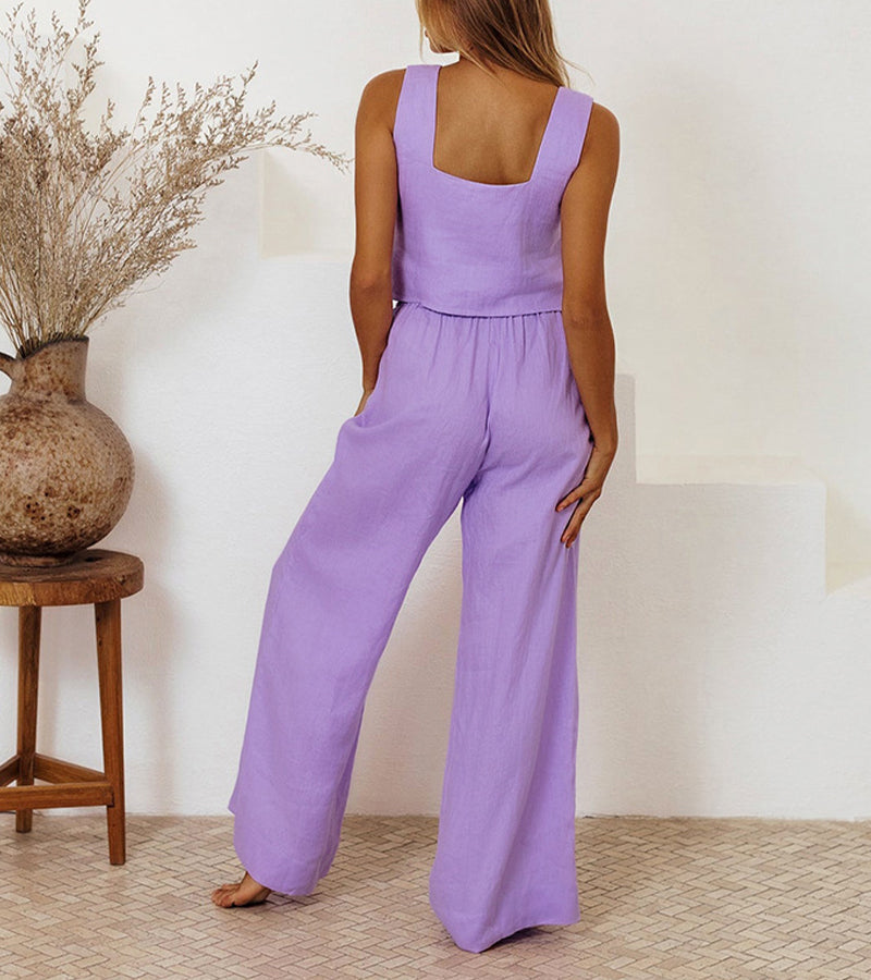 Megan™ | Minimalistische Top en Wijde Broek Set